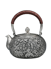 Чистый серебряный чайный набор кунг-фу, ручное производство чистого серебра 999 сделать старый горящий чайник воды напоминание чайник, офис подарок коллекция 2024 - купить недорого