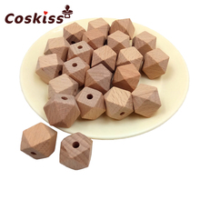 30pcs Beech Wood Bead Unfinished Natural 18mm Geometric hexagonal Wooden Beads For DIY Baby Teether Nacklace 2024 - buy cheap