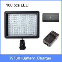 Wansen-lâmpada de vídeo w160 dv com led para câmera, bateria de 4600mah + carregador para canon, nikon, pentax, filmadora 2024 - compre barato