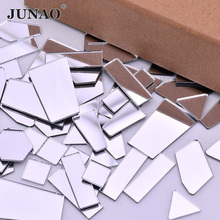 JUNAO 20pcs Mix Size Silver Clear Mirror Rhinestone Stickers Flat Back Strass Non Sewing Mirror Crystal Stones for Clothes 2024 - купить недорого