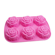 1pcs 6 lattices Rose Flower Cake Silicone Mold Cake Chocolate Candy pudding molds soap moulds Kitchen Baking Cake DIY Tools 2024 - buy cheap