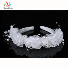 Peacock Star Bridesmaid Bridal Wedding  Flower Girl White Fabric Headband Tiara CT1643 2024 - buy cheap