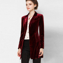 New Female High Quality Chic Tops Europe women's velvet blazer Slim Fit Long OL jacket Ladies Blouses Plus Size Free Shipping 2024 - buy cheap