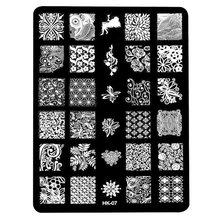 14.5*9.5cm Stamping Nail Art Image Plate Design Rectangle XL Stencil metal lace flower patterns manicure template stencil HK07 2024 - buy cheap