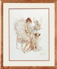 Amishop Gold Collection Counted Cross Stitch Kit Lanarte Seated Girl With Dog Puppy Pet Animal 2024 - buy cheap