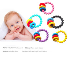 Safety Baby Teether Food Grade Silicone Infant Teething Beeds Bracelet Newborn Tooth Training Toys BPA Free Baby Teether 2024 - buy cheap