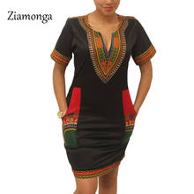 Ziamonga Summer Vintage Dress Women Tunic Casual Beach Dress 2017 African Print Shirt Dress Robe Femme Plus Size Dashiki Dress 2024 - buy cheap