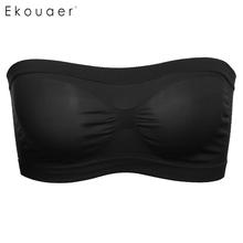 Ekouaer sutiã sexy sem costura, tubo, básico, com top, cropped, camada lisa, sem alças 2024 - compre barato