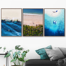 Azure Blue Sea Beach Tree Ship Landscape Wall Art Canvas Painting Nordic Posters And Prints Wall Pictures For Living Room Decor 2024 - buy cheap