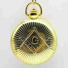 New 5.5cm Masonic Freemasonry Pocket Watch Necklace Vintage Bronze Men Fob Watch with 37cm Chain WP4019 2024 - buy cheap
