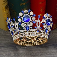 Lindo tiara de casamento ouro barroco, coroa para noiva, acessório de joia para decoração de cabelo, diadema para baile 2024 - compre barato