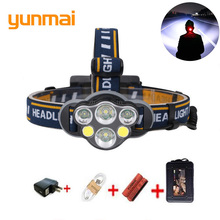 Yunmai-lanterna led 2 x t6 + 2 x xpe + 2 entradas cob para acampamento, testa, 8 modos, 6 modos, lanterna portátil, recarga usb, s8 2024 - compre barato