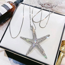 Big Starfish Long Necklaces Chain Full Rhinestone Statement Necklace Pendant Crystal Star Collier Gift for Girls Dropship 2024 - buy cheap