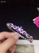 Natural amethyst Bangles Natural purple crystal Bangles S925 silver bracelet luxurious Flower across women party gift jewelry 2024 - buy cheap