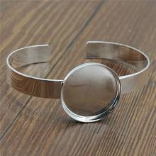 Fit 25mm Round & Square Glass Cabochon Shiny Silver Color Cuff Bangle Base Wide Adjustable Bangle Bracelet Jewelry Findings 2024 - buy cheap