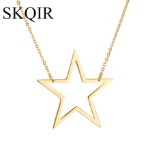 SKQIR Cute Danity Star Necklace Simple Stainless Steel Gold Hollow Pendant Necklaces For Women Collier Jewelry Kolye Bijoux Gift 2024 - buy cheap