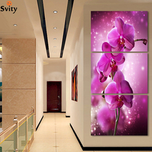 3 peças de pintura de parede roxo orquídea casa casamento decoração flores arte pintura em tela impressões sem moldura 2024 - compre barato