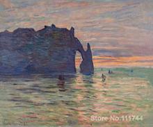 Etretat Sunset Claude Monet garden, pintura al óleo, reproducción pintada a mano, alta calidad 2024 - compra barato