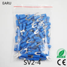 SV2-4 Blue Furcate Cable Wire Connector 100PCS/Pack Furcate Pre-Insulating Fork Spade 16~14AWG Wire Crimp Terminals SV2.5-4 SV 2024 - buy cheap