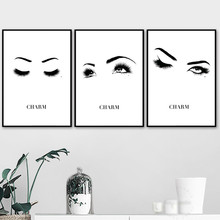 Charm Eyes-Póster nórdico, cuadro sobre lienzo para pared, carteles e impresiones imágenes para la pared para sala de estar y habitación de niñas, color blanco y negro 2024 - compra barato