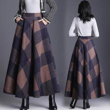 Plaid Skirt Women Long A-Line Skirt British Style Woolen Maxi Plaid Skirts Kilt Winter Wool Tartan Umbrella Plaid Skirts DC286 2024 - buy cheap