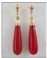Hot sale Free Shipping>>>>Beautiful gold plate red stone earrings 2024 - buy cheap