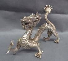 Antique antiques Collectible Decorated Old Handwork Tibet Silver Carved Big Dragon Statue/ Sculpture 2024 - buy cheap