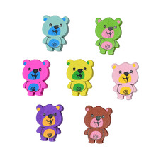 50pcs Children Handcraft Jewelry findings Cartoon Wooden Beads with printed Cartoon Bear,mix color accessory parts 2024 - buy cheap