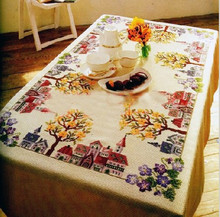 Top Quality lovely counted tablecloth table cross stitch kit house home tree city town 6 2024 - buy cheap