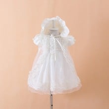 Baby Girls Christening Gown Dresses+Hat+Shawl Vestidos Infantis Princess Wedding Party Lace Dress for Newborn Baptism 3pcs/set 2024 - buy cheap