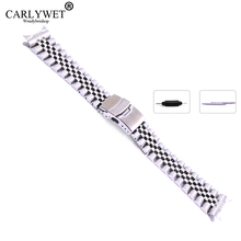 22mm extremidade curvada lisa links, parafuso de aço inoxidável, pulseira de relógio de prata, estilo antigo, pulseira joelho, fecho duplo 2024 - compre barato