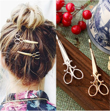 Hot Simple Head Jewelry Hair Pin Gold Scissors Shears Hair Clip For Hair Tiara Barrettes Accessories Headdress For Women Girl 2024 - buy cheap