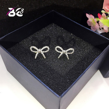 Be 8 2018 Chic Shimmer Butterfly knot Shape AAA Cubic Zirconia Stud Earrings for Women Fashion Jewelry E542 2024 - buy cheap