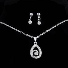 Fashion Jewelry Sets water drop Necklace Pendant Drop Earring Crystal Silver Color  Jewelry Sets For Women wedding party gift 2024 - buy cheap