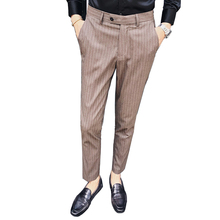 2019 New Men's Fashion Solid Color Plaid Stripes Boutique Sina Wedding Dress Formal Suit Pants / Mens Casual Business Trousers 2024 - buy cheap