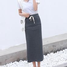 Zuolunouba 2019Summer ladies gray skirt Slim pocket elastic high waist sexy drawstring thread Screw Slit Skirts women clothing 2024 - buy cheap