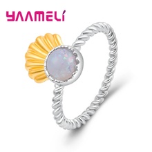 Top Quality 925 Silver Best Wedding Bands Jewelry Unique Round Fire Opal Rings For Women Lover Gift 2024 - buy cheap