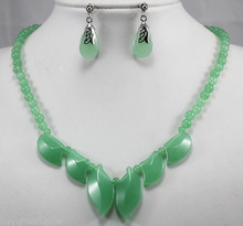 Nobility Woman natural Beautiful light green gem Necklace Earring Set mujer for women s-jewelryLuxury Ms. girl Wedding 2024 - buy cheap