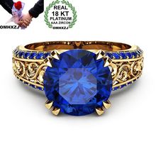 OMHXZJ Wholesale European Fashion Woman Man Party Wedding Gift Round Red Blue AAA Zircon 18KT White Gold Yellow Gold Ring RR460 2024 - buy cheap