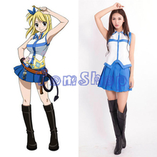 Fantasia para cosplay de animê fairy tail lucy heartfilia, conjunto completo de uniforme de dia das bruxas (tops + saias) tamanhos com frete grátis 2024 - compre barato