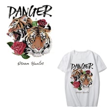 Cool Tiger Patch Iron-on Transfers Flower Patches for Clothing DIY T-shirt Heat Transfer Vinyl Stickers Appliques on Clothes 2024 - buy cheap