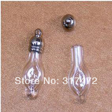 Free mail!!!!   Cube Glass bottle glass Vial pendant wish tube with mental cap DIY charm pendant new 2024 - buy cheap