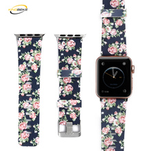 Мягкий спортивный силиконовый ремешок для наручных часов Apple Watch 38 мм, 42 мм, 40 мм 44 леггинсов с цветочным принтом ремешок для наручных часов iwatch 1/2/3/4 серии браслет 2024 - купить недорого
