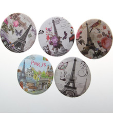 75mm Exquisite plastic Portable pocket mirror round shape foldable makeup mirror Eiffel Tower girls Cosmetic mirrors 2024 - buy cheap
