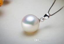 10-11 мм Природный из южной морей белый жемчуг ожерелье 18 дюймы, серебряная цепочка> Бесплатная доставка 2024 - купить недорого