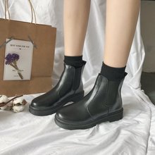 High Quality Retro Women Martin Boots Waterproof Leather Ladies Chelsea Shoes Flat Bottom Solid Women Ankle Boots 2024 - buy cheap