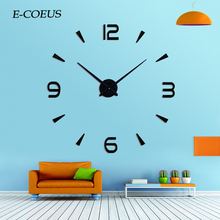 Large Digitial New Size Wall Clocks New Black Color Home Decor Modern Decoration Wall Clocks Horloge 3d  Acrylic Mirror Stickers 2024 - buy cheap