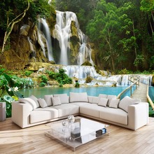 Beibehang-Paisaje de cascada 3D, Fondo de TV no tejido, papel tapiz fotográfico, Mural de revestimiento de pared personalizado para sala de estar y dormitorio 2024 - compra barato