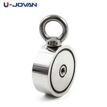 U-JOVAN Strong Powerful Fishing Salvage Neodymium Magnet Double Side 60*22mm 120KG Pulling Mounting Pot with Ring Sea Holder 2024 - buy cheap