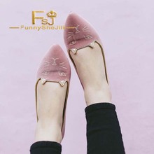 Pink Pointed Toe Cartoon Animantion Slip On Ballet Flats Spring Autumn Lady Sweet Customlization Size 4~16 zapatos mujer FSJ 2024 - buy cheap